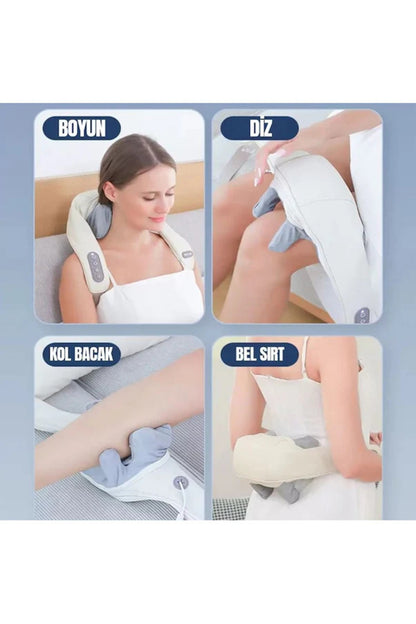 Isıtmalı Boyun ve Omuz Masaj Aleti – Derin Yoğurma Masajlı Rahatlatıcı Masaj Cihazı