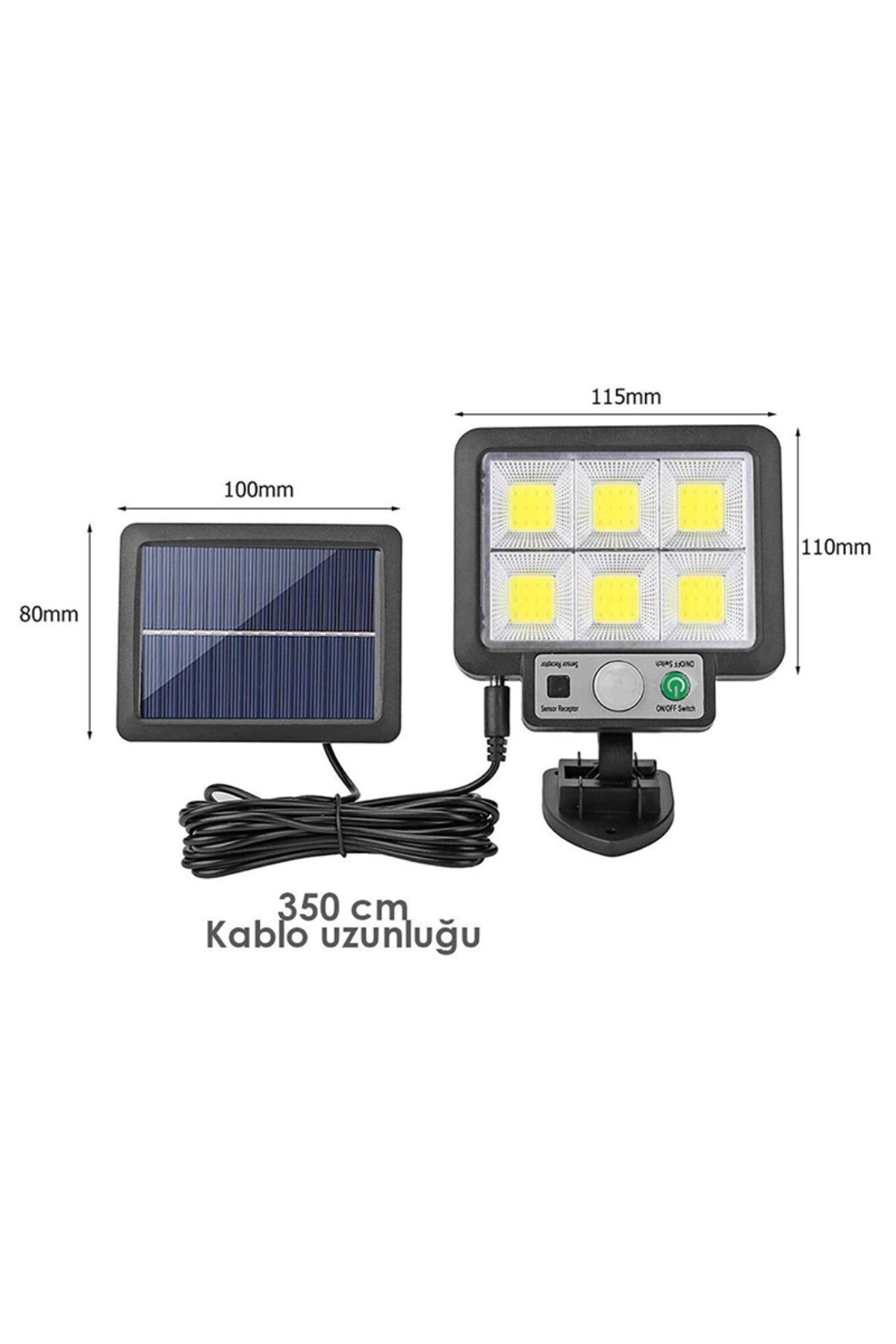Güneş Enerjili Açma/Kapama Tuşlu Üç Modlu Ve Hareket Sensorlu Bağ Bahçe Karavan Kamp
