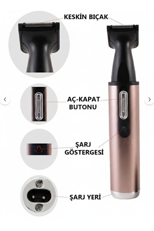 2'si 1 Arada Şarjlı Burun Kulak Kıl Alma Sakal Favori Düzeltme Makinesi Hassas Tıraş Seti