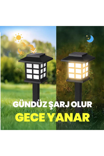 8 Adet Solar Bahçe Aydınlatma Lambası Su Geçirmez Dekoratif Çim ve Yürüyüş Yolu Işığı Seti Karanlık