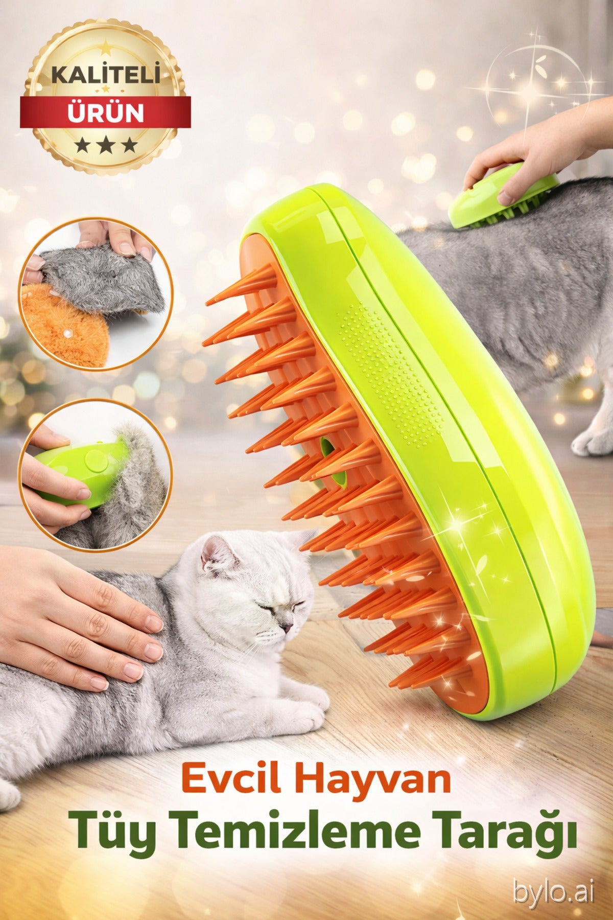 Kediler İçin Tüy Toplayıcı Tarak – Pratik ve Konforlu Kullanım