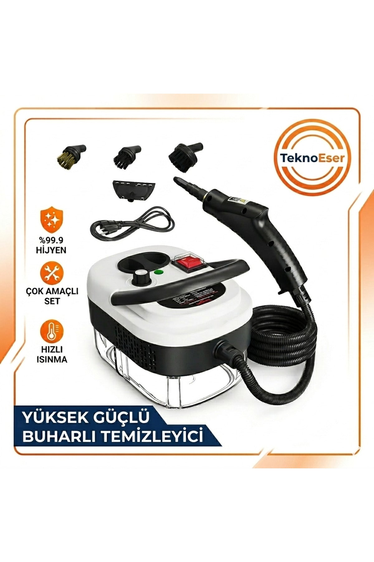 Yüksek Güçlü Buharlı Temizleyici - Çok Amaçlı Hijyenik Temizlik Makinesi - Taşınabilir Buharlı Mop