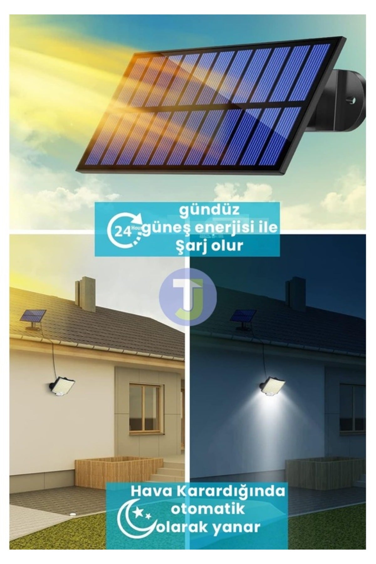5 Metre Kablolu Solar Hareket Sensörlü Duvar Lambası – Uzaktan Kumandalı Dış Mekan Aydınlatma