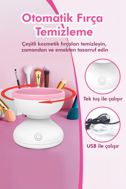 Otomatik Makyaj Fırça Yıkama Makinesi – USB Şarjlı, Pratik ve Hızlı Temizlik