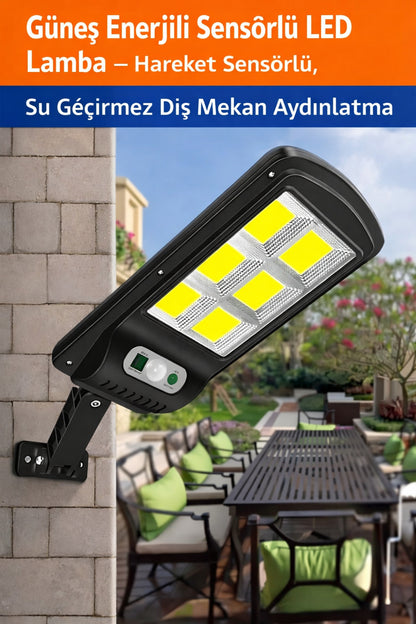 Güneş Enerjili Sensörlü LED Dış Mekan Lamba | Hareket Algılayıcı, Su Geçirmez Duvar Aydınlatması