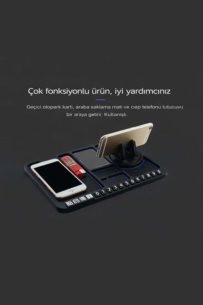Araç İçi Kaydırmaz Ped 3D Numaratör Telefon Tutuculu Torpido Kaydırmaz XL Kare