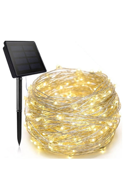 Solar 100Led Işık Ev Parti Perde Süsü Aksesuarı Noel Yılbaşı Ağacı Işığı 12m Güneş Enerjili