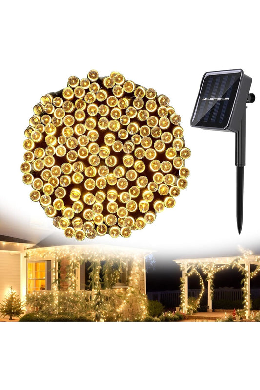 12 Metre Güneş Enerjili Sarı LED Solar Bahçe Aydınlatma Zinciri – Dış Mekan Işık