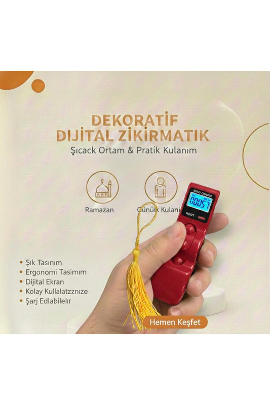 Dijital Tesbih Sayacı – LCD Ekranlı Zikir ve Dua Sayacı, Reset Tuşlu Beads Counter