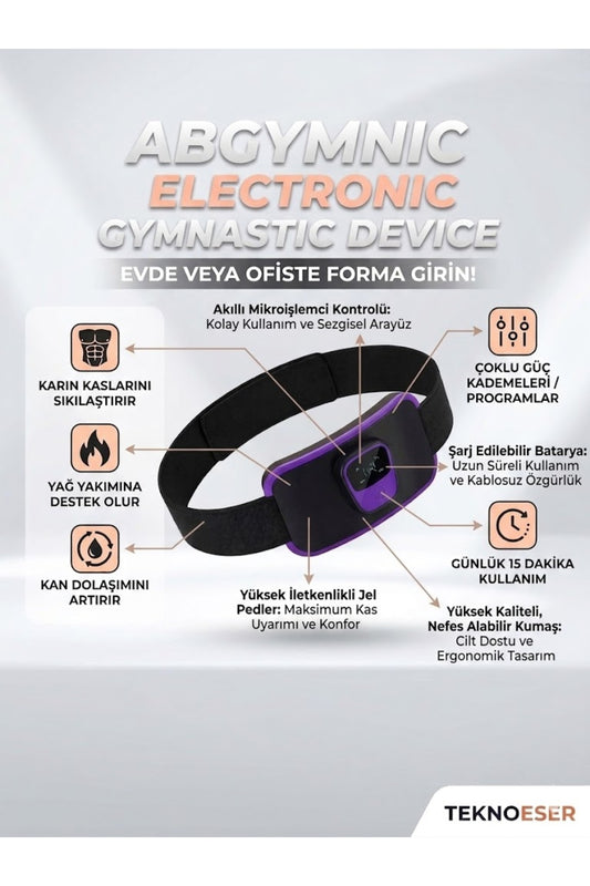 EMS Karın Kası Kemeri – Elektrikli Göbek Eritme Fitness Kas Stimülatörü Zayıflama Masaj Aleti