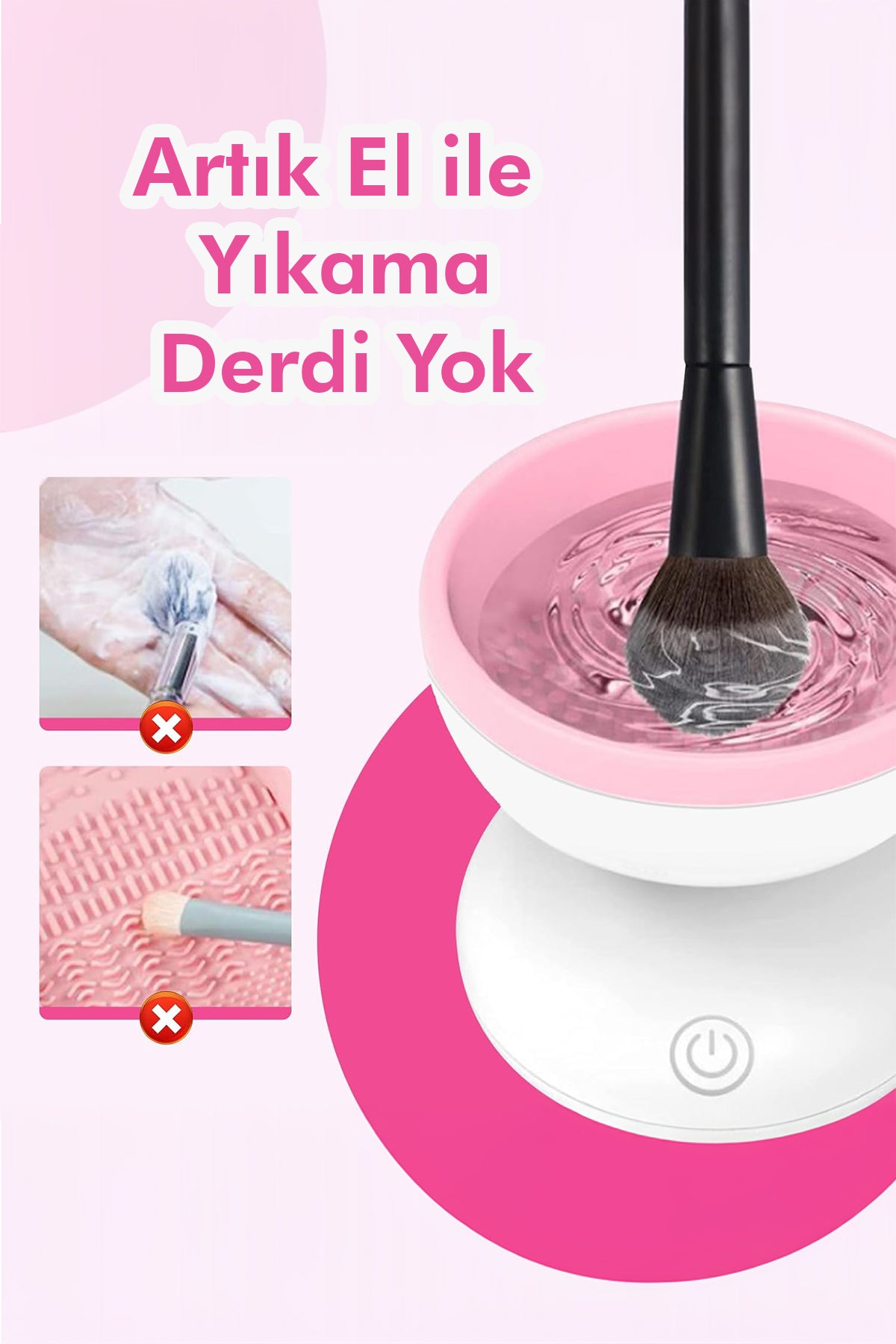 Otomatik Makyaj Fırça Yıkama Makinesi – USB Şarjlı, Pratik ve Hızlı Temizlik