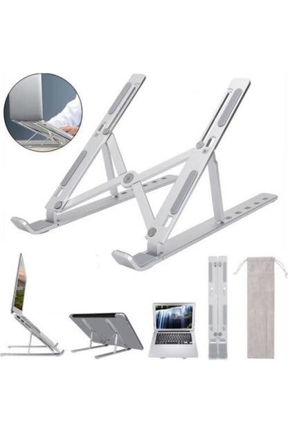 Metal Ayarlanabilir Dizüstü Destek Tabanı Tamamen Katlanabilir Taşınabilir Laptop Yükseltici