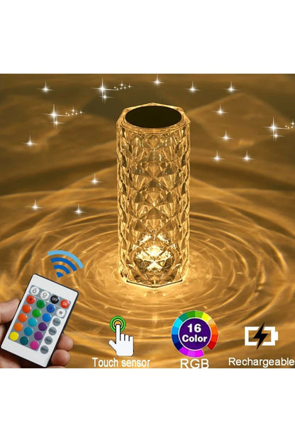 RGB Kristal Masa Lambası – Uzaktan Kumandalı ve Mobil Uygulama Kontrollü Dekoratif LED Gece Lambası