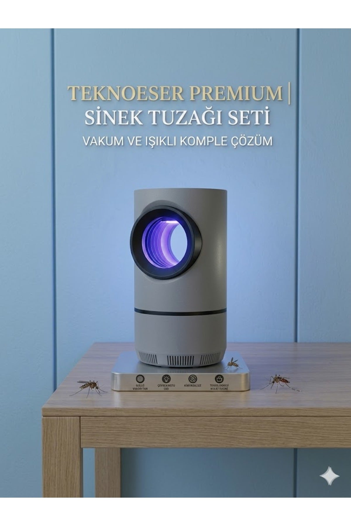 Vakumlu Fotokatalitik Sinek Öldürücü Cihaz - Sessiz LED Işıklı Sinek Tuzağı Dumansız Kimyasalsız