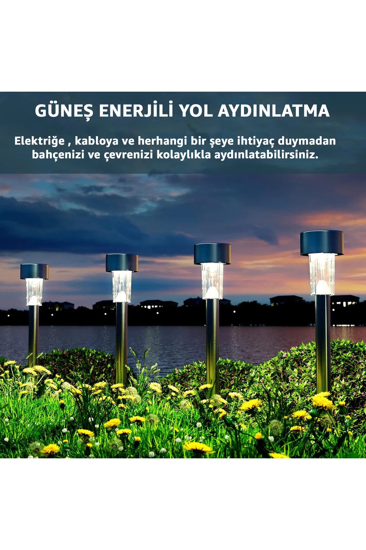 10’lu Güneş Enerjili Bahçe Lambası – Solar LED Otomatik Dış Mekan Aydınlatma