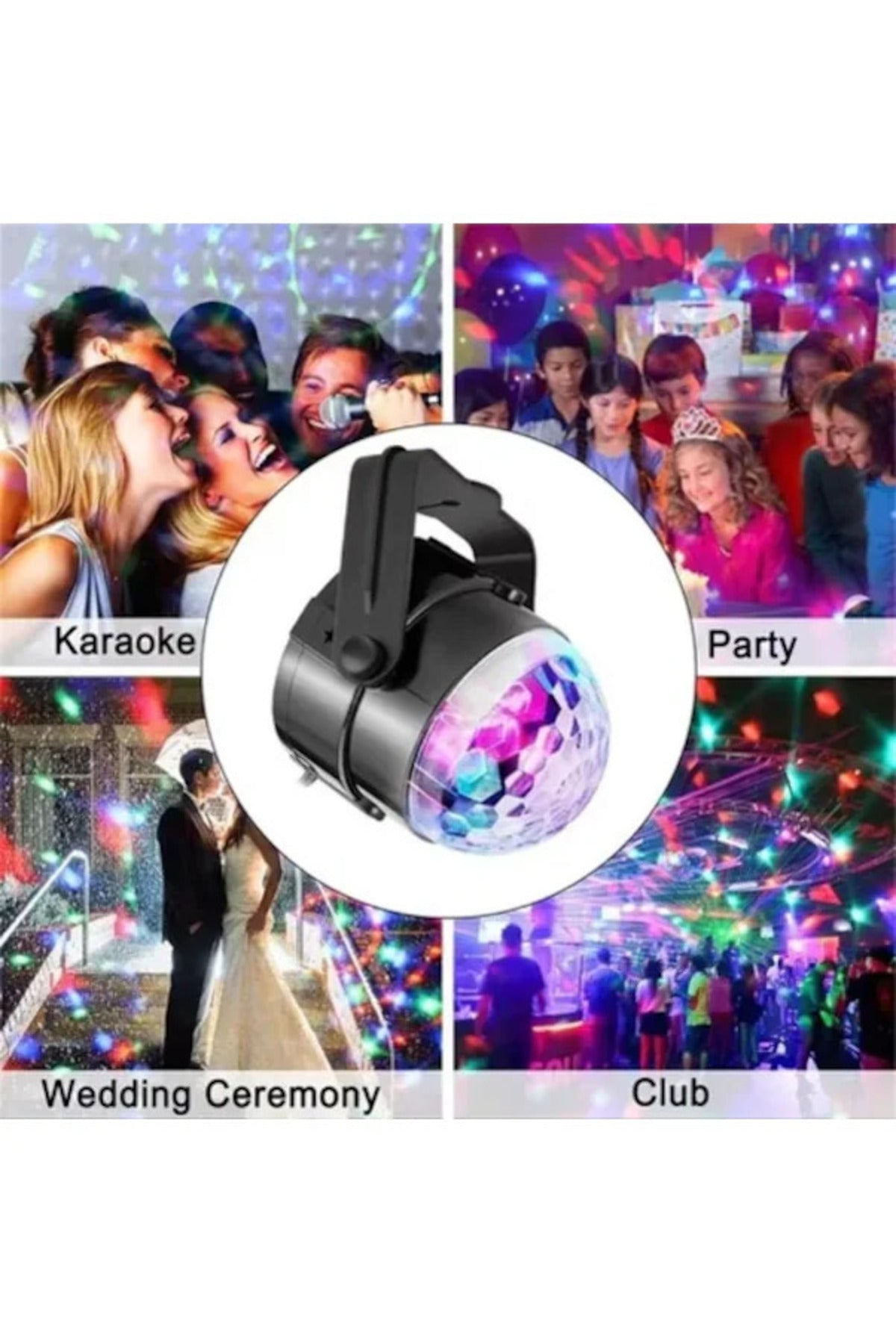 Sesle Aktifleşen Renkli Disko Işığı – USB Bağlantılı, 6 Farklı Işık Modlu Party Lambası