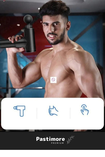 Premium 4 Başlıklı Şarjlı Darbeli Titreşimli Sporcu Kas Rahatlatıcı Egzersiz Masaj Tabancası Aleti