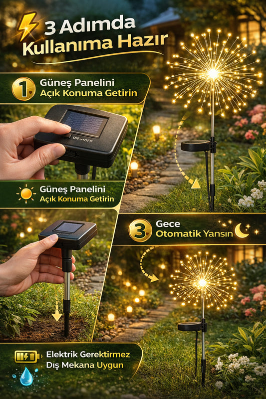 Güneş Enerjili LED Bahçe Işığı – Su Geçirmez Dekoratif Yıldız Çiçek Aydınlatma (1 Adet)