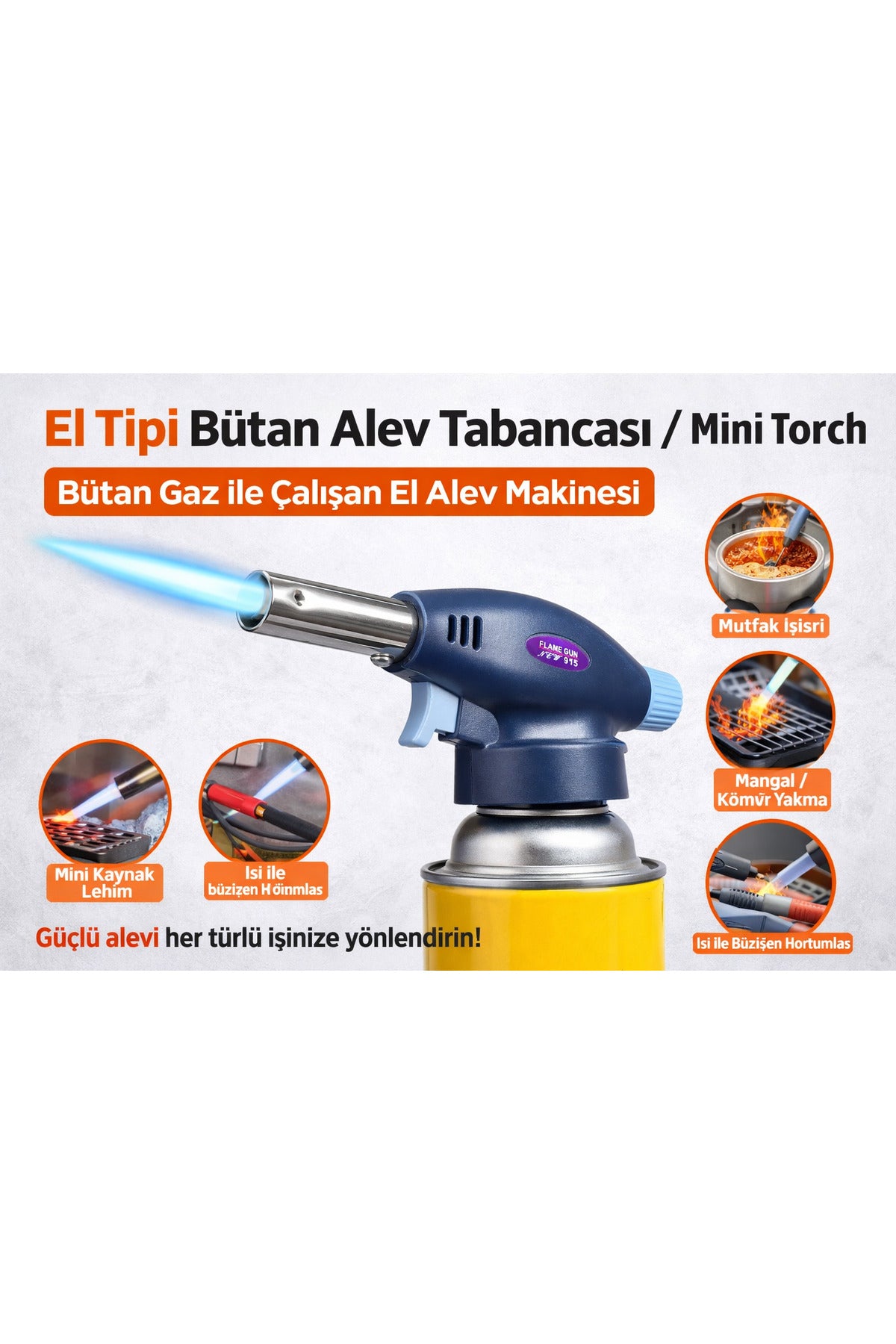 Manyetolu Otomatik Pürmüz Başlığı Ayarlanabilir Mutfak, Kamp, Mangal Ve Hobi Tipi Alev Tabancası