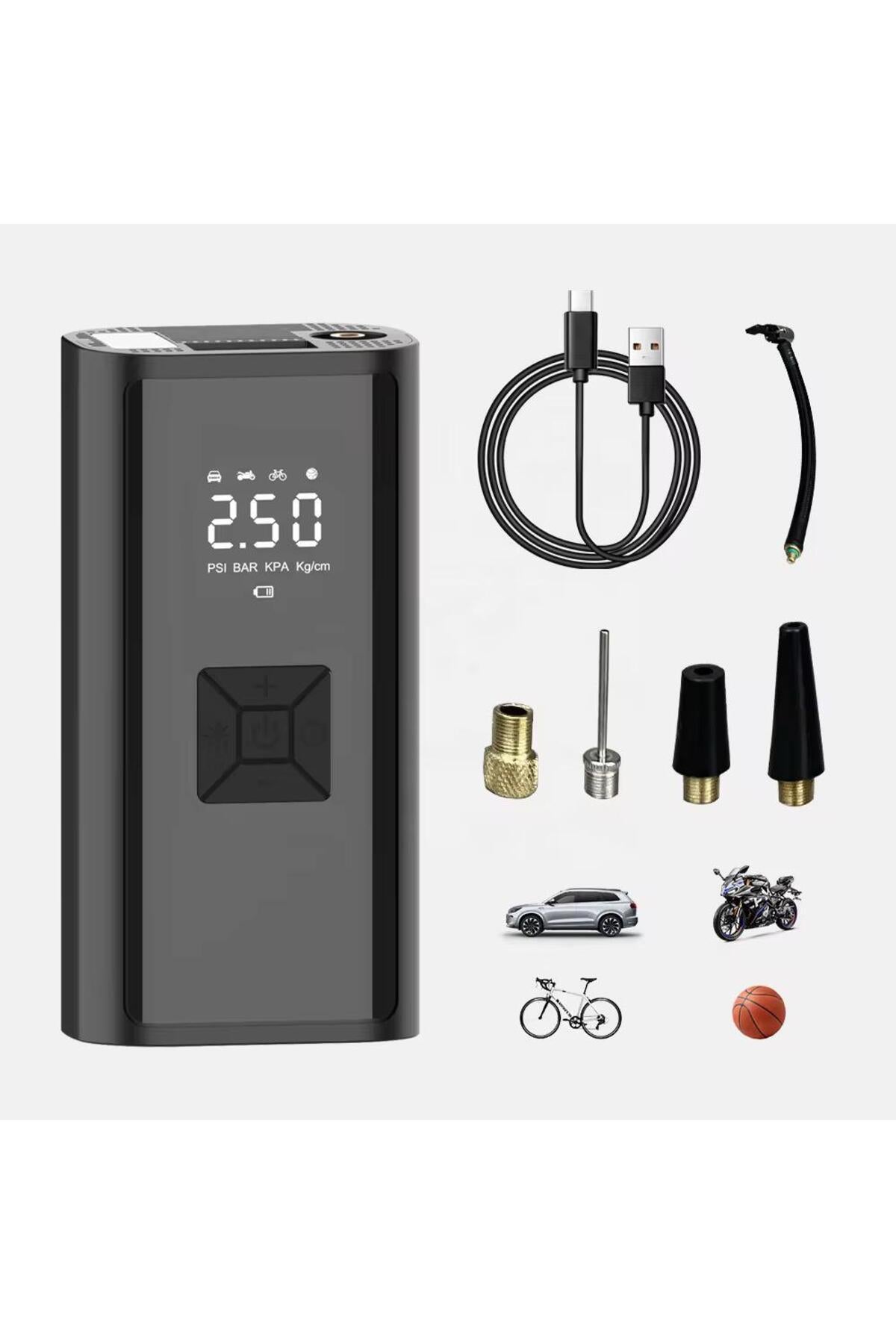 Dijital Ekranlı Akıllı Taşınabilir Hava Kompresörü ve Powerbank Seti