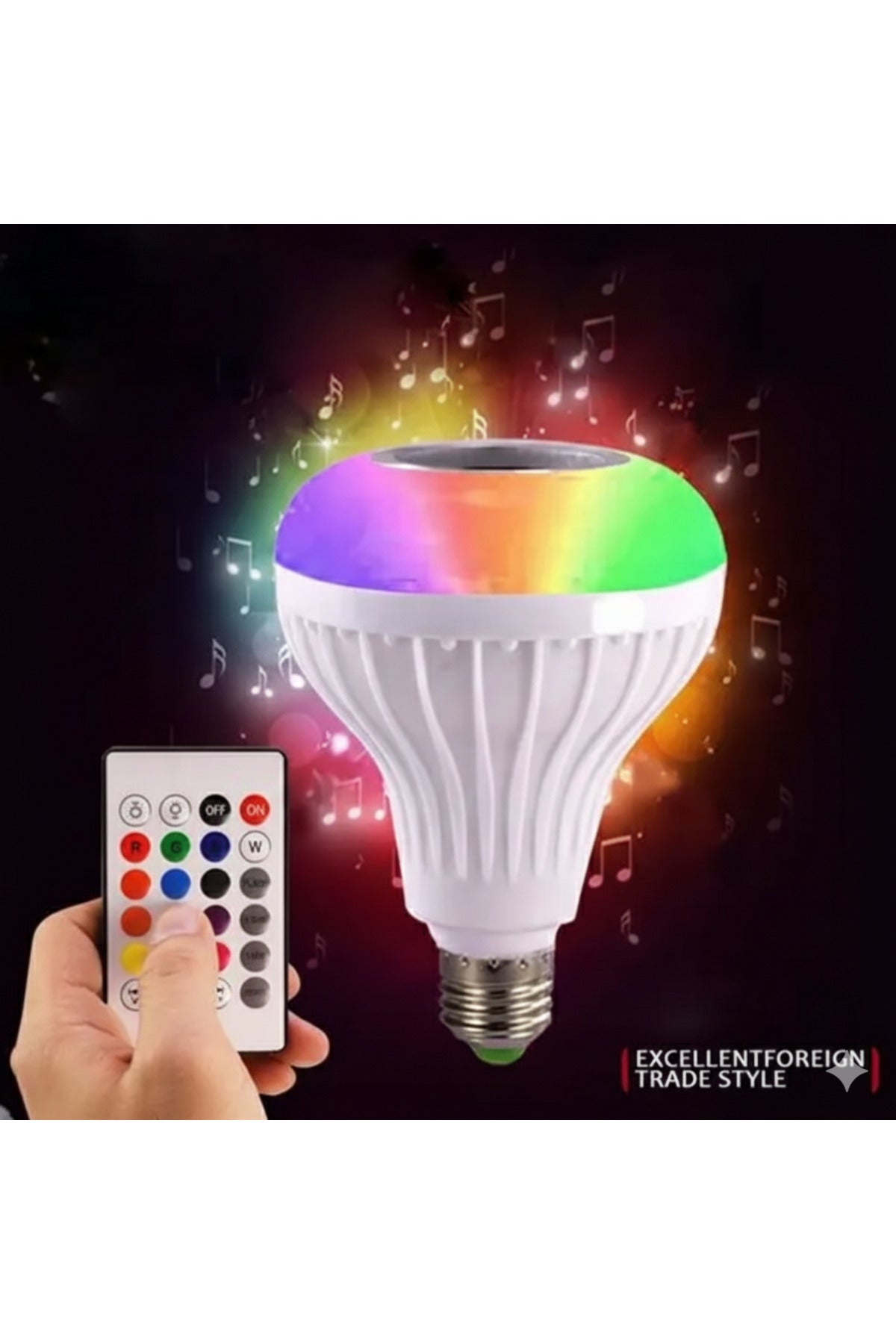 RGB Akıllı Led Ampul Bluetooth Hoparlörlü, Uzaktan Kumandalı Ses Renk Değiştiren E27 Gece Lambası