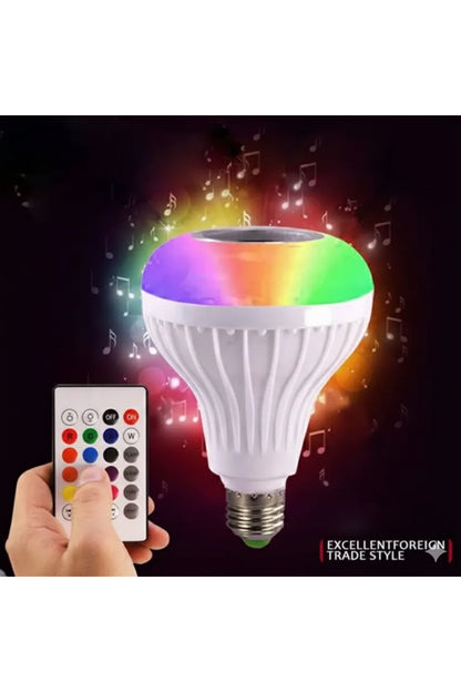 RGB Akıllı Led Ampul Bluetooth Hoparlörlü, Uzaktan Kumandalı Ses Renk Değiştiren E27 Gece Lambası