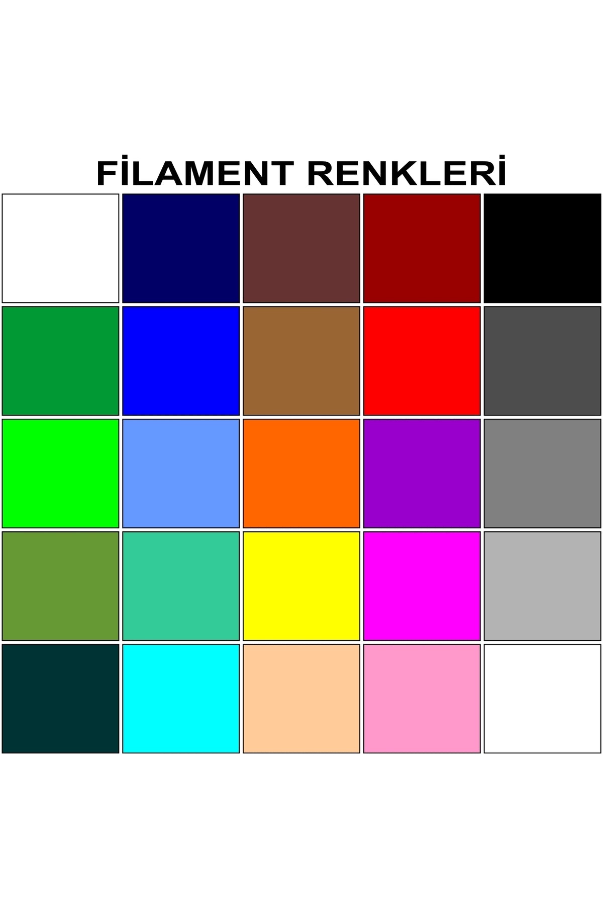 PEMBE Kalem Yazıcı+25 renk 100 metre (25x4metre) PLA Filament