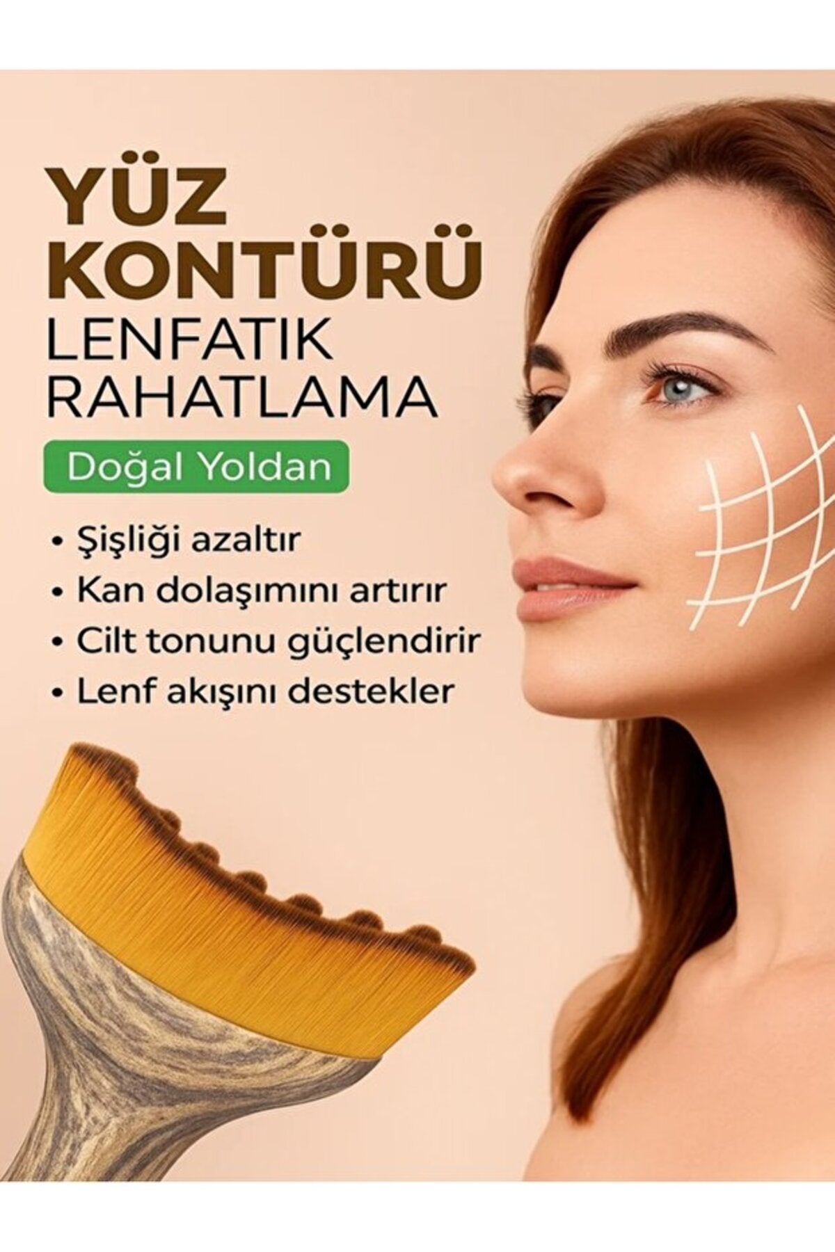 Lenf Drenaj Masaj Fırçası Yüz Boyun Çene Yumuşak Kıl