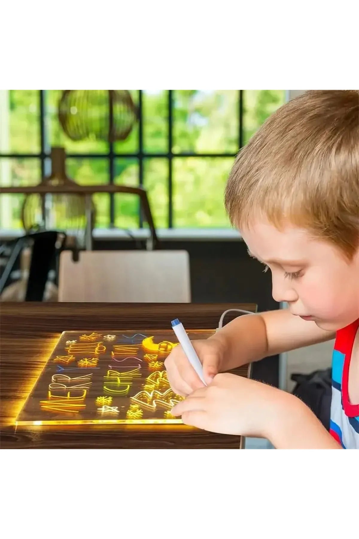 Yeni Tasarım 30x20 Neon Led Işıklı Büyük Boy Yazı Çizim Tahtası Ayarlanabilir Stant Ve Kalem Hediye