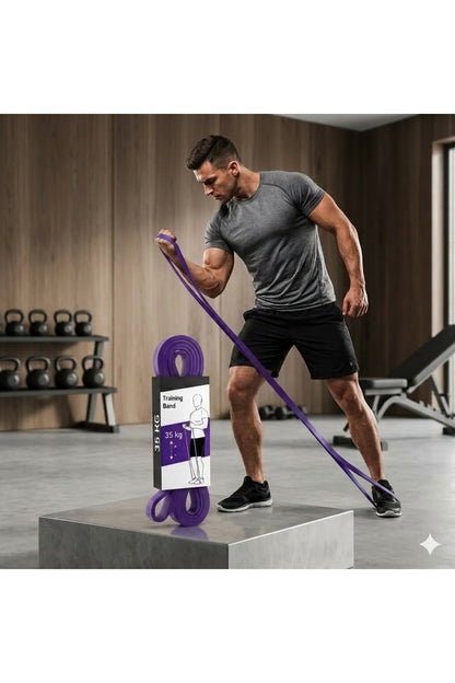 35 KG Pilates Direnç Bandı Mor - Ağır Sert Egzersiz Ve Spor Lastiği Fitnes Bandı