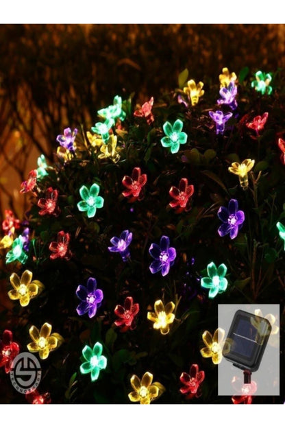 Solar 30 Ledli Çiçekli RGB Bahçe Aydınlatma Dekorasyon Güneş Enerjili