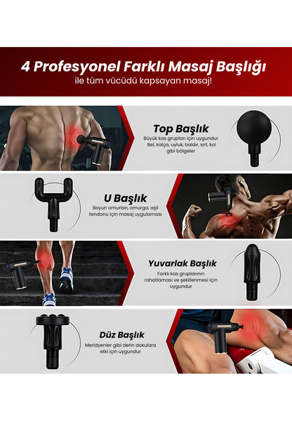 Darbeli Titreşimli Şarjlı Sporcu Masaj Tabancası Masaj Aleti Kas Rahatlatıcı