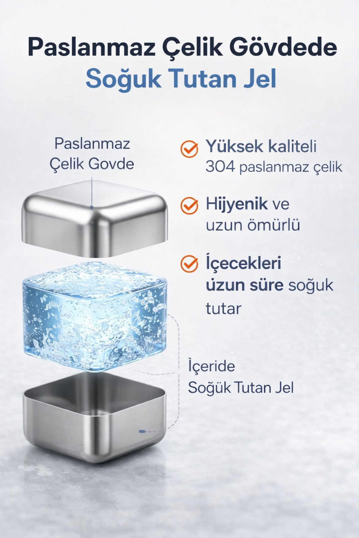 4 Adet Çelik Buz Küpleri – Eriyip Sulandırmayan Paslanmaz Metal Buz, Saklama Kutulu