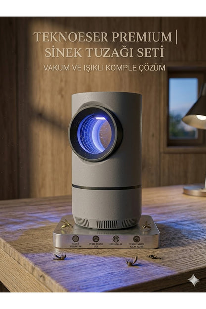Vakumlu Fotokatalitik Sinek Öldürücü Cihaz - Sessiz LED Işıklı Sinek Tuzağı Dumansız Kimyasalsız