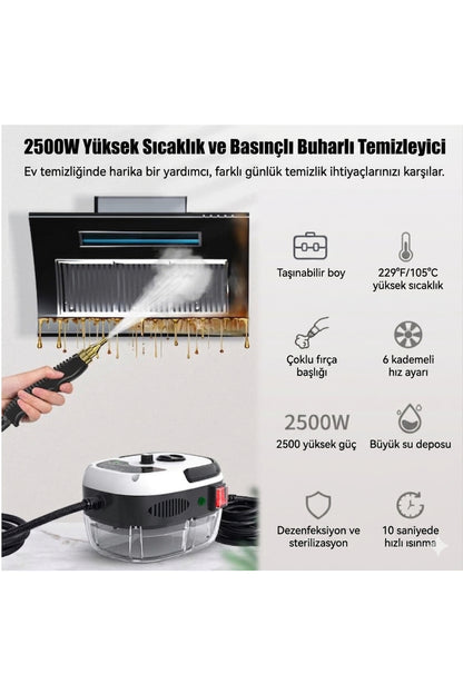 Yüksek Güçlü Buharlı Temizleyici - Çok Amaçlı Hijyenik Temizlik Makinesi - Taşınabilir Buharlı Mop