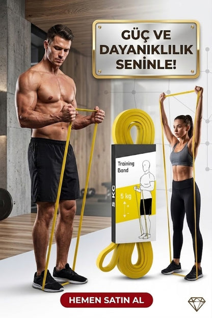 5 KG Pilates Direnç Bandı Sarı - Egzersiz Ve Spor Lastiği Fitnes Bandı