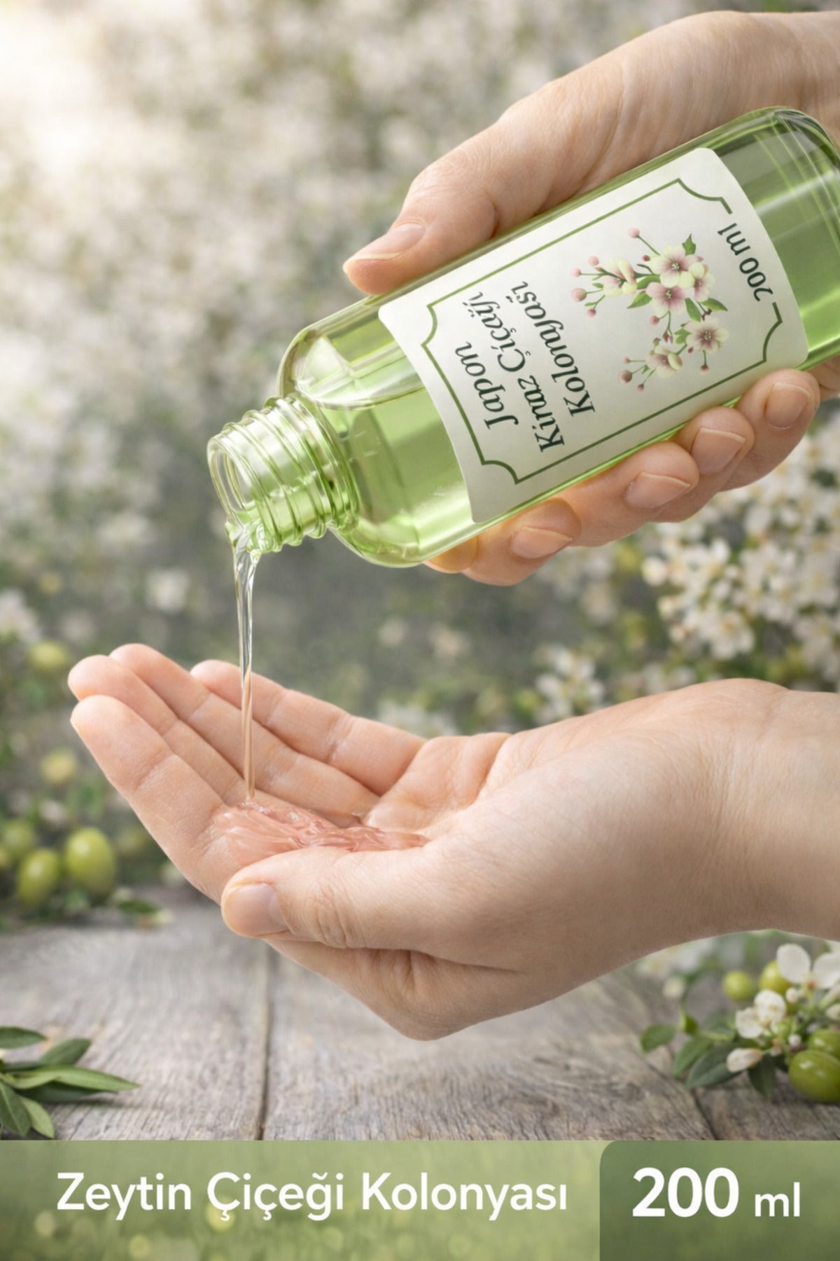 Zeytin Çiçeği Kolonyası 200 ml 80 Derece Hijyenik Şişe Görünümlü Ferahlatıcı Kalıcı Parfümlü Kolonya