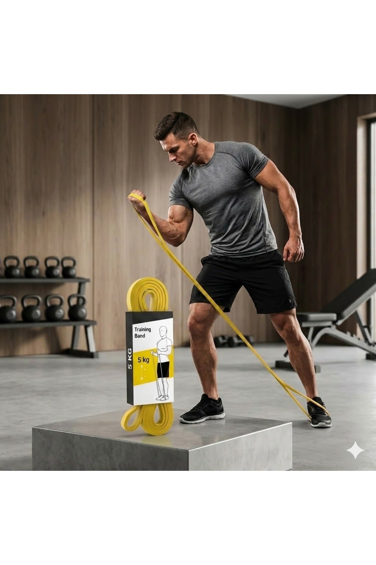 5 KG Pilates Direnç Bandı Sarı - Egzersiz Ve Spor Lastiği Fitnes Bandı
