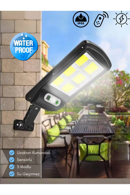 Güneş Enerjili 6 COB LED Hareket Sensörlü Solar Duvar Lambası Su Geçirmez Dış Mekan Aydınlatma