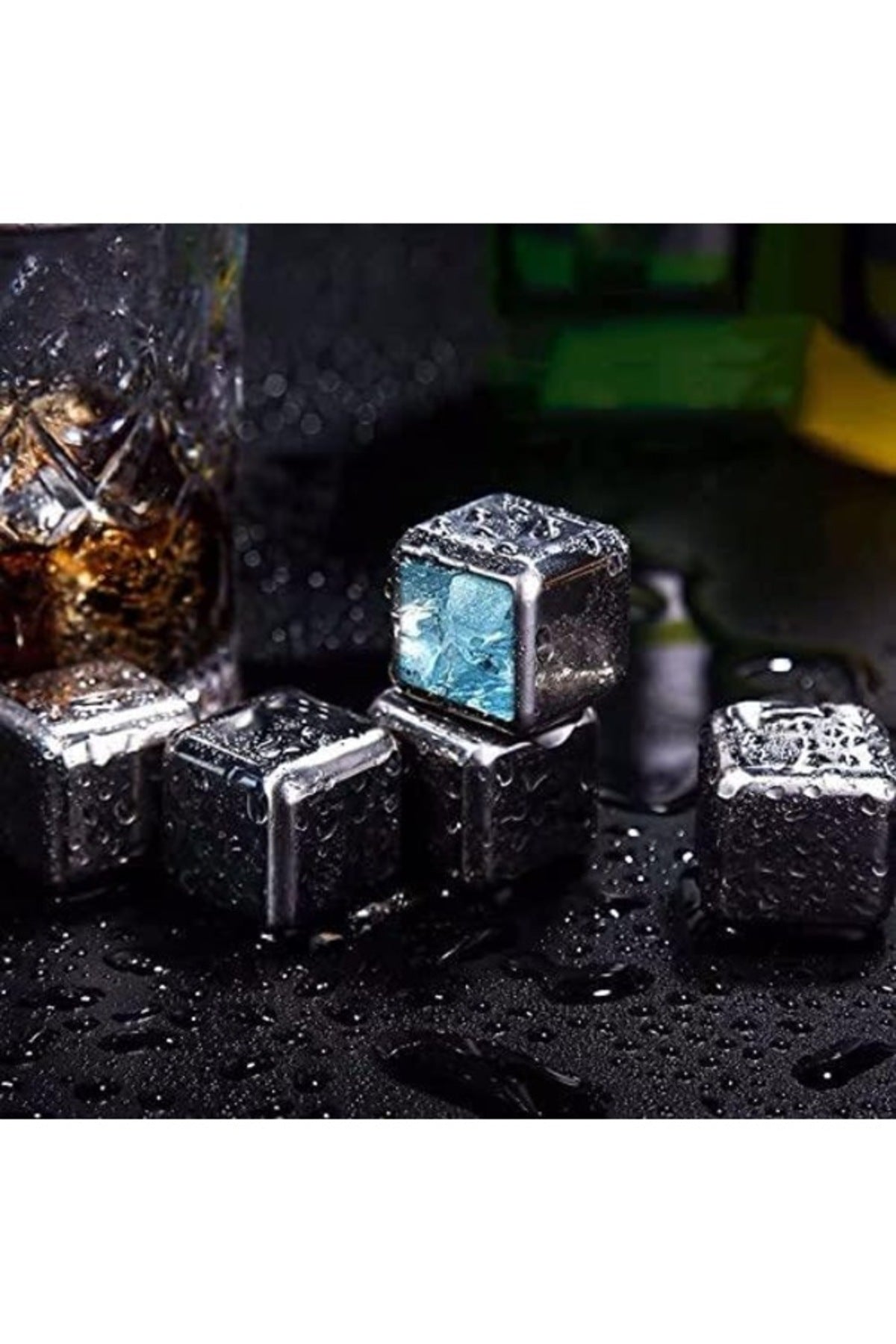 4 Adet Çelik Buz Küpleri – Eriyip Sulandırmayan Paslanmaz Metal Buz, Saklama Kutulu