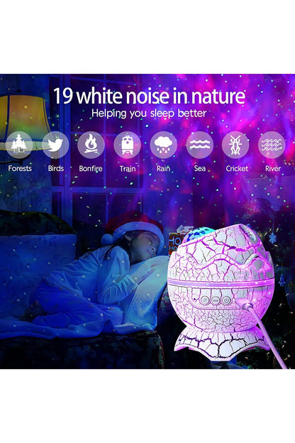 Dinazor Yumurtası Projektör Gece Masa Lambası Galaxy Gökyüzü Kumandalı Aydınlatma Bluetooth Speaker