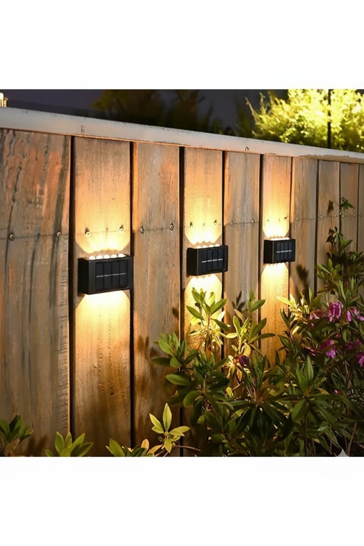 Solar Güneş Enerjili Çift Yön Dış Mekan Duvar Lambası Suya Dayanıklı Bahçe Balkon Aydınlatma Apliği