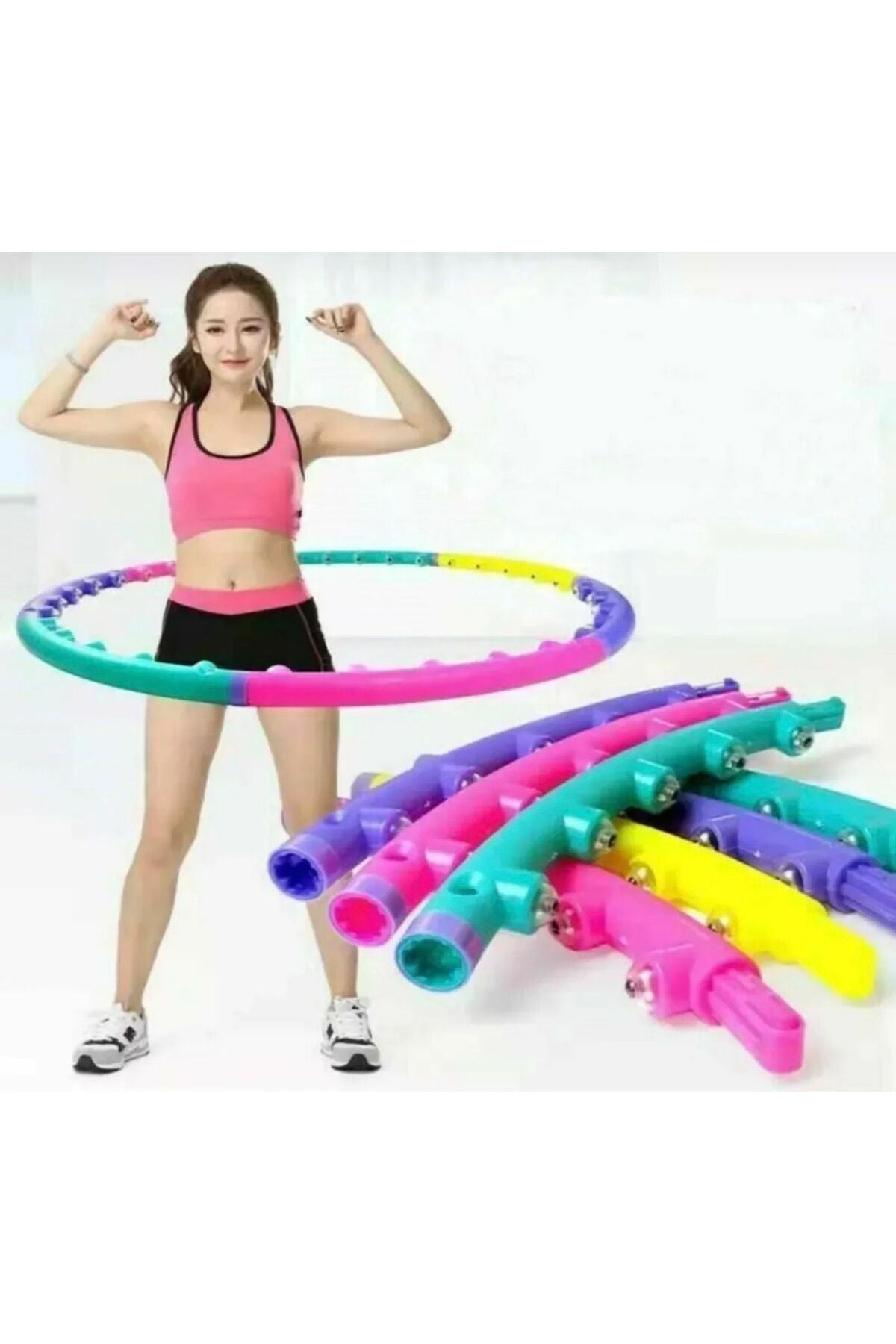 Masaj Toplu Fitness Hulahop Egzersiz Halkası Renkli 8 Parçalı
