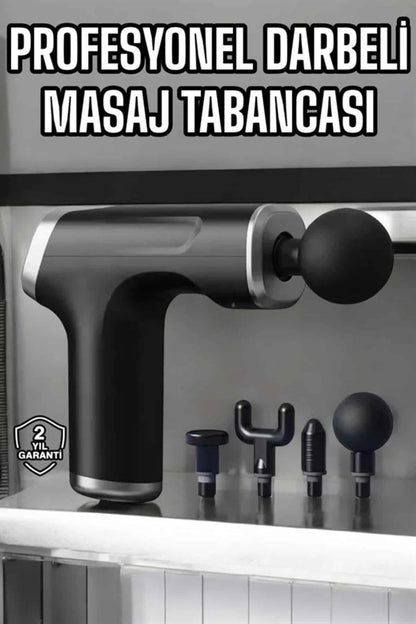 znv Mey İthalat® Masaj Tabancası 4 Başlıklı Kas ve Vücut Ağrıları İçin Şarjlı Darbeli znv2026