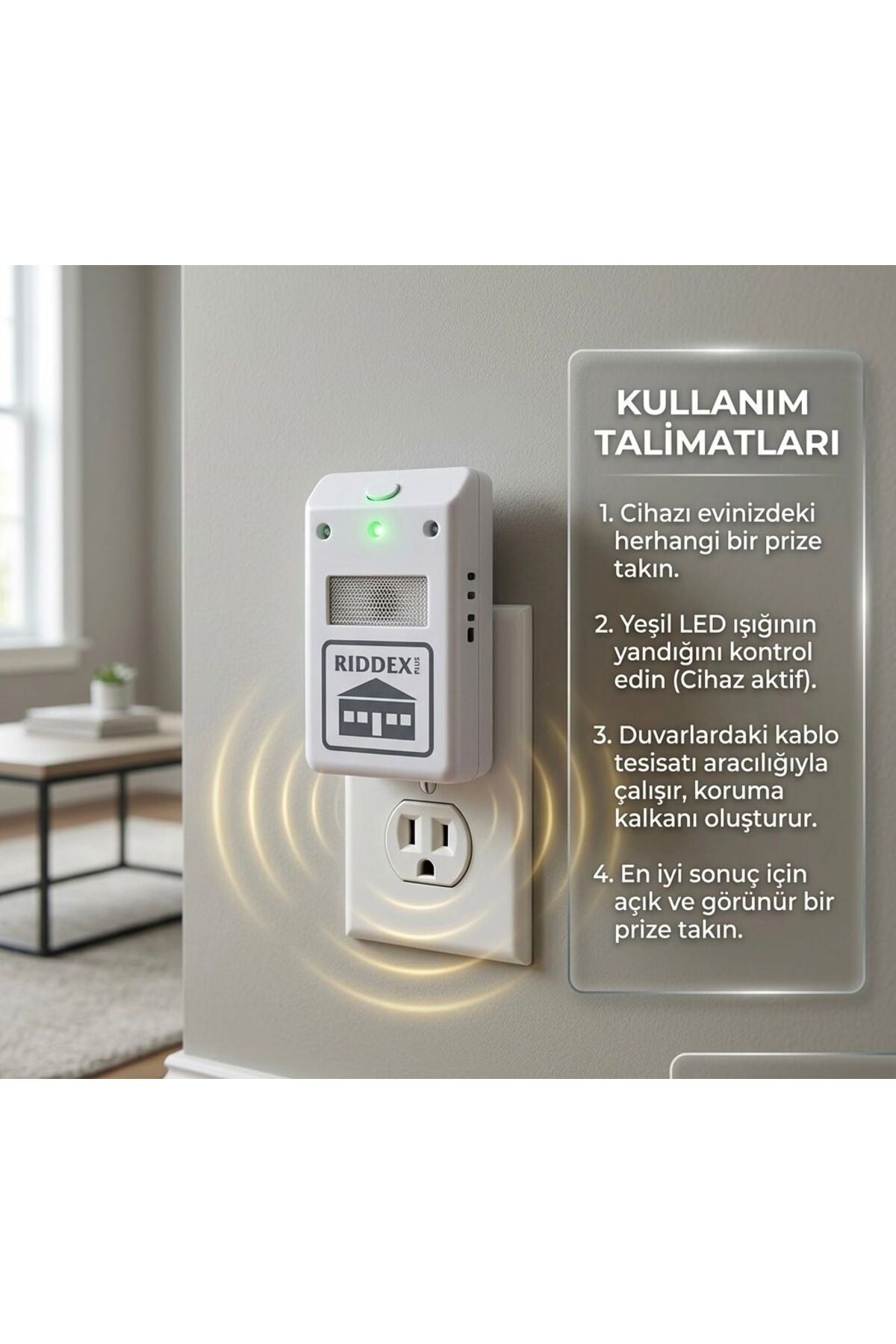 Riddex Plus Elektronik Fare ve Haşere Kovucu - Tak Çalıştır Ultrasonik Böcek Uzaklaştırıcı