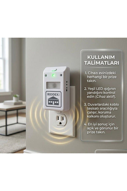 Riddex Plus Elektronik Fare ve Haşere Kovucu - Tak Çalıştır Ultrasonik Böcek Uzaklaştırıcı