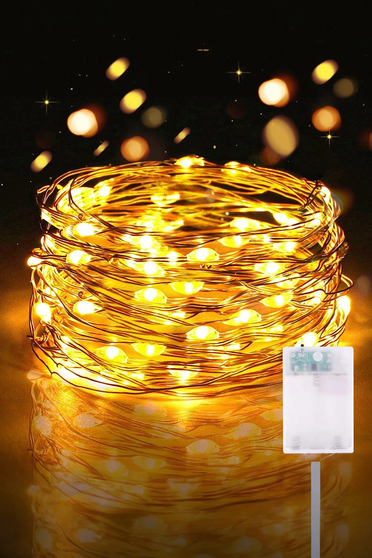 Peri Led 3 Metre Günışığı Ramazan Bayramı Yılbaşı Ağacı Işığı Sarı Işıklı Pilli Dekoratif Aydınlatma