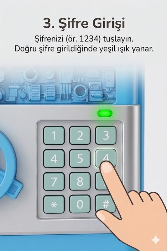Sifreli Elektronik Kumbara Cocuklar Icin ATM Kart Girisi Otomatik Para Yutan Para Kasasi
