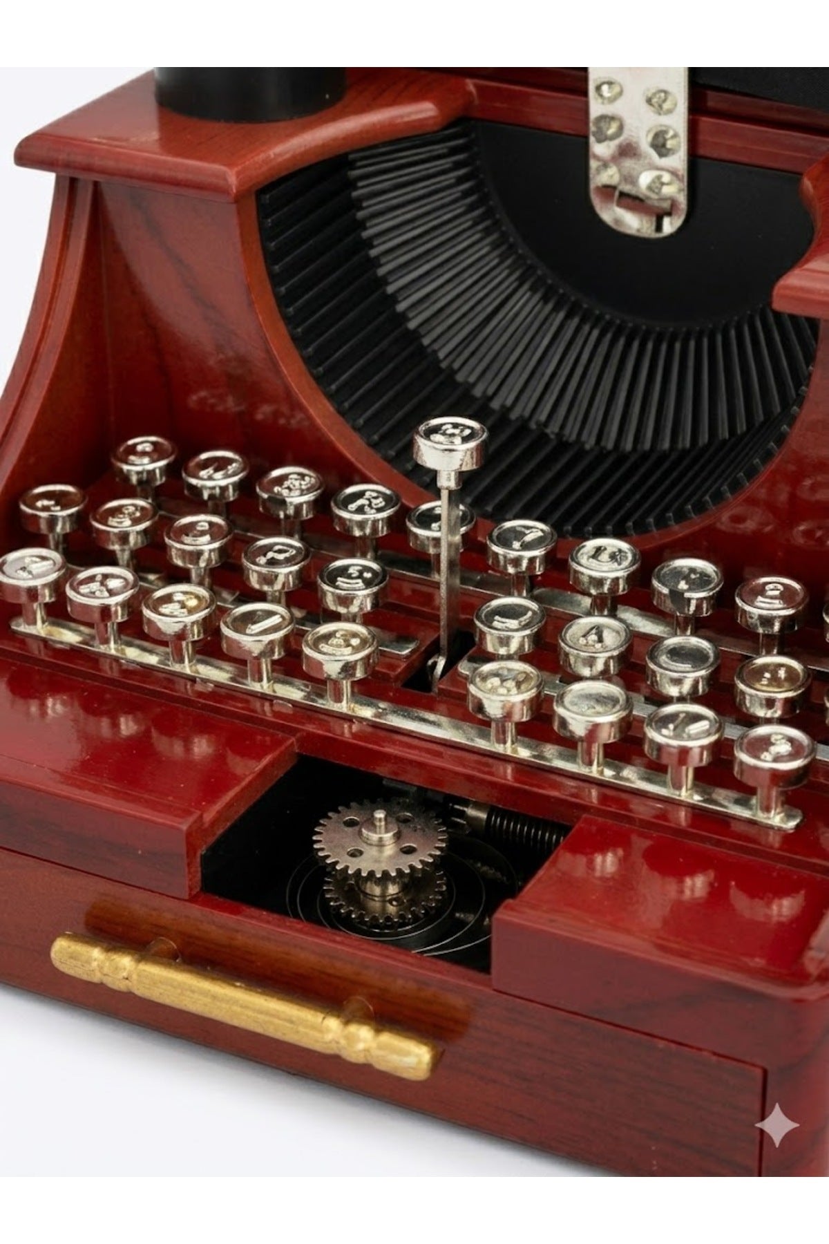 Nostaljik Daktilo Müzik Kutusu Kurmalı Vintage Dekoratif Hediye Obje