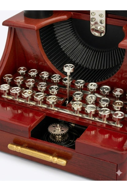 Nostaljik Daktilo Müzik Kutusu Kurmalı Vintage Dekoratif Hediye Obje